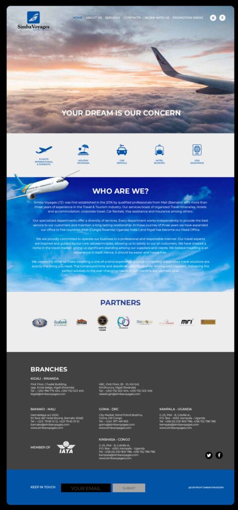 simba website landing page